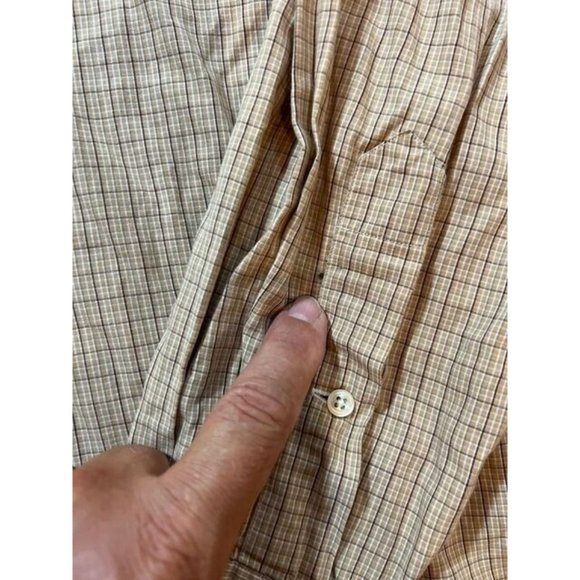 Ralph Lauren Shirt Adult XL 16 34/35 Beige Check‎ Long Sleeve Button Up Mens. - Picture 5 of 10